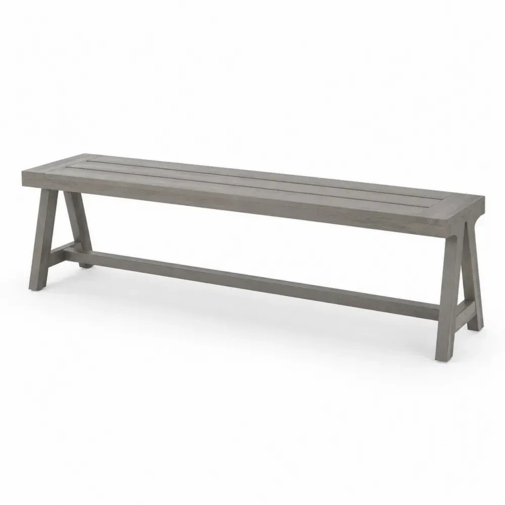 Gartenbank ohne Rückenlehne rechteckig HDPE Lattenstruktur Grau 150 x 40 x 45 cm
