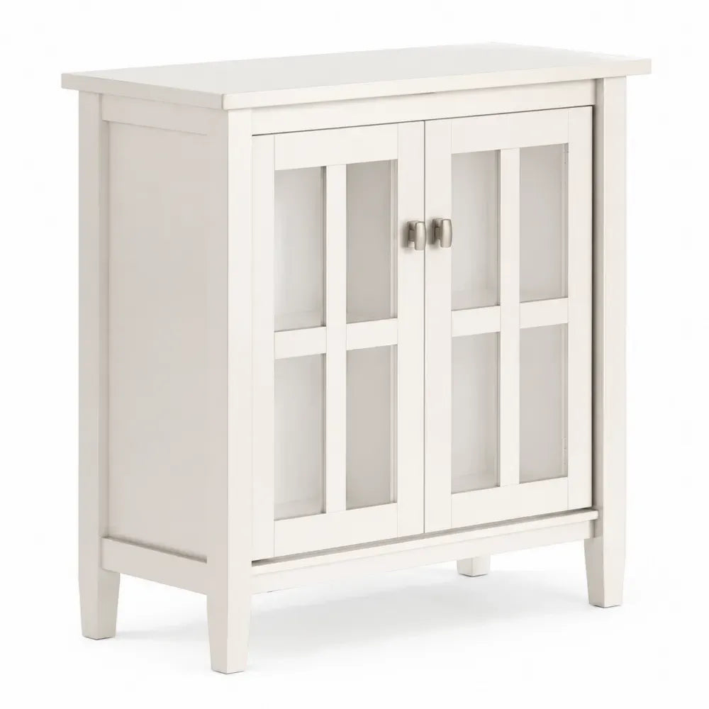 Aufbewahrungsschrank Vitrine mit 2 Glastüren MDF gehärtetes Glas rechteckig Weiß 80 x 35 x 85 cm