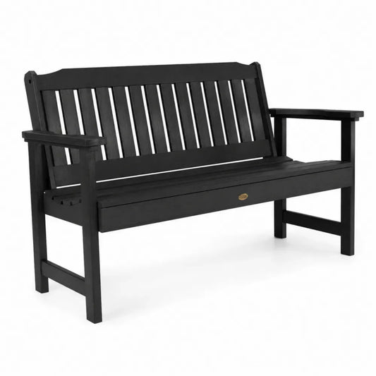 Gartenbank 3 Sitzer rechteckig mit Armlehnen Akazienholz Schwarz 150 x 63 x 90 cm