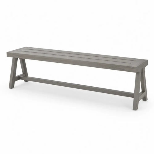 Gartenbank ohne Rückenlehne rechteckig HDPE Lattenstruktur Grau 150 x 40 x 45 cm