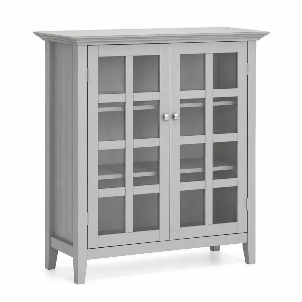 Aufbewahrungsschrank mit 2 Glastüren MDF gehärtetes Glas rechteckig Grau 106 x 38 x 108 cm