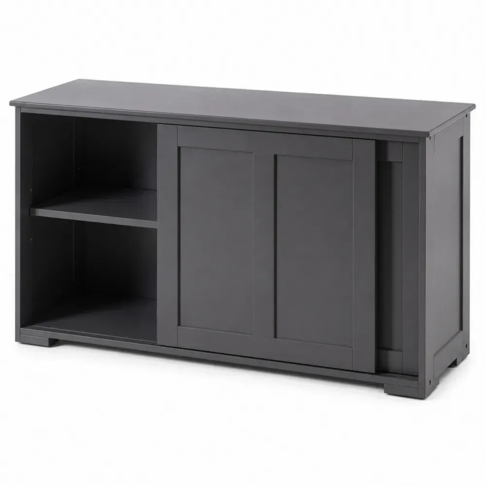 Sideboard mit Schiebetüren und offenen Fächern rechteckig MDF Dunkelgrau 140 x 40 x 75 cm