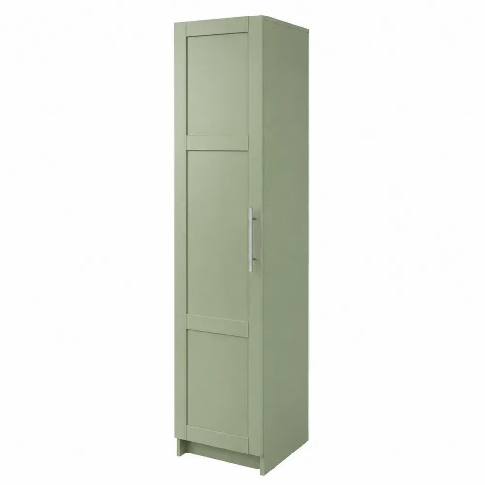 Aufbewahrungsschrank eintürig MDF Spanplatte rechteckig Salbeigrün Silberfarben 45 x 40 x 180 cm