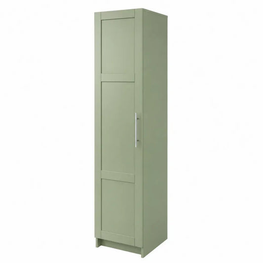 Aufbewahrungsschrank eintürig MDF Spanplatte rechteckig Salbeigrün Silberfarben 45 x 40 x 180 cm