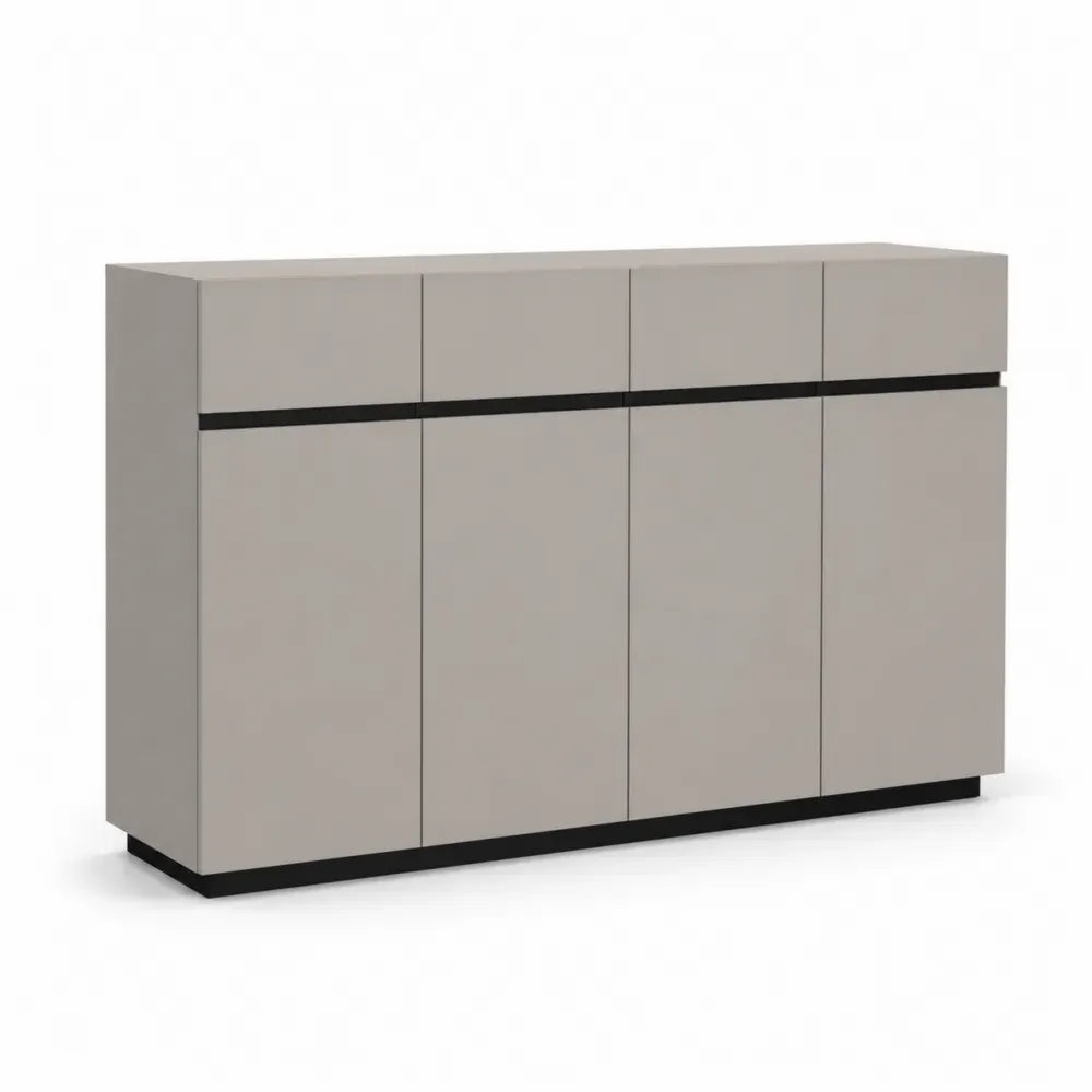 Sideboard Aufbewahrungsschrank mit 8 Türen melaminbeschichtete Spanplatte rechteckig Greige Schwarz 160 x 40 x 90 cm